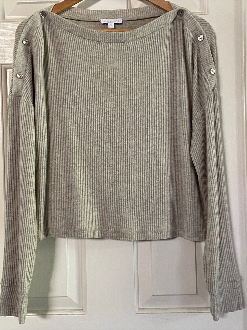 Beyond Yoga Ribbed Tencel Boat Neck Button Shoulder Top, Women's Medium